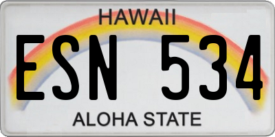 HI license plate ESN534