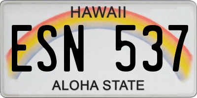 HI license plate ESN537