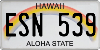 HI license plate ESN539