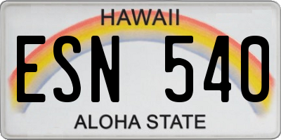 HI license plate ESN540