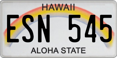 HI license plate ESN545