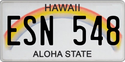 HI license plate ESN548