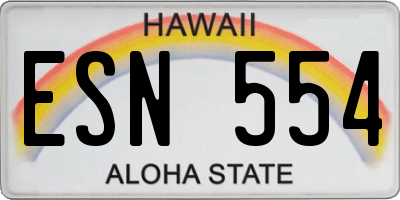 HI license plate ESN554