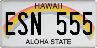 HI license plate ESN555