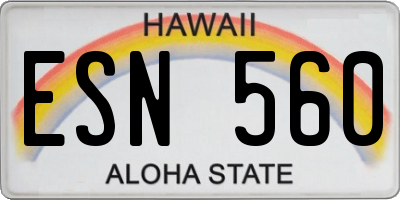 HI license plate ESN560
