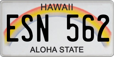 HI license plate ESN562
