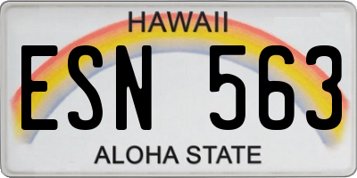 HI license plate ESN563