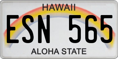 HI license plate ESN565
