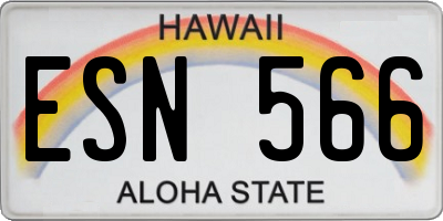 HI license plate ESN566