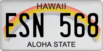 HI license plate ESN568
