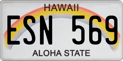 HI license plate ESN569