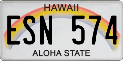 HI license plate ESN574
