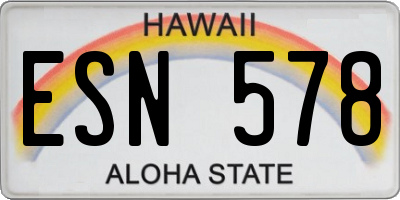 HI license plate ESN578