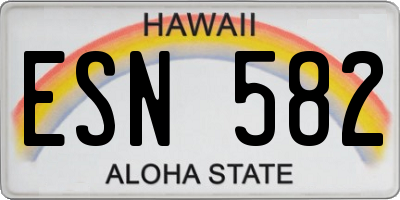 HI license plate ESN582