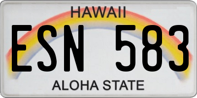 HI license plate ESN583