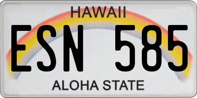 HI license plate ESN585