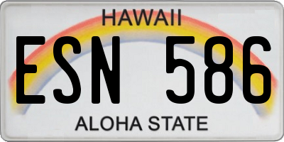 HI license plate ESN586