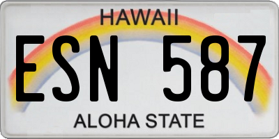 HI license plate ESN587