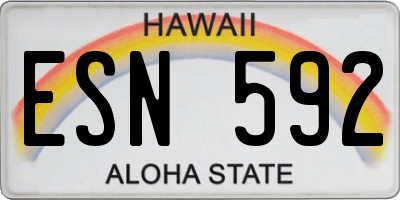 HI license plate ESN592