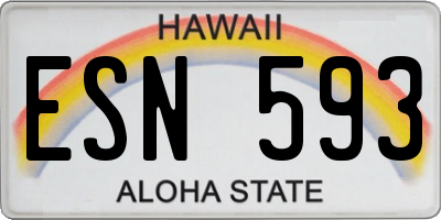 HI license plate ESN593