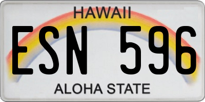 HI license plate ESN596