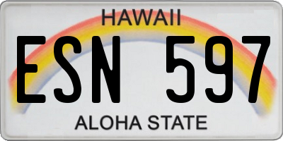 HI license plate ESN597
