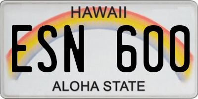 HI license plate ESN600