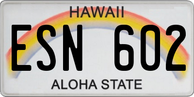 HI license plate ESN602