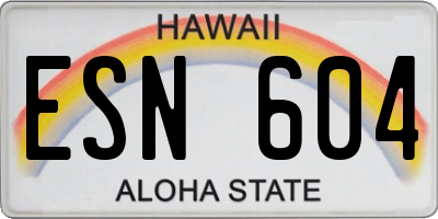 HI license plate ESN604
