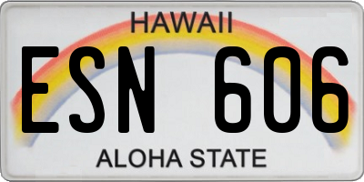 HI license plate ESN606