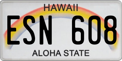 HI license plate ESN608