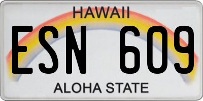HI license plate ESN609