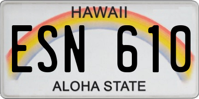 HI license plate ESN610