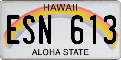 HI license plate ESN613