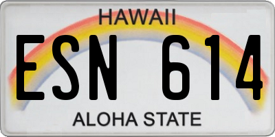 HI license plate ESN614