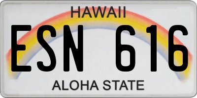 HI license plate ESN616