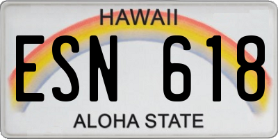 HI license plate ESN618