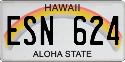 HI license plate ESN624