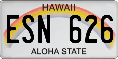 HI license plate ESN626