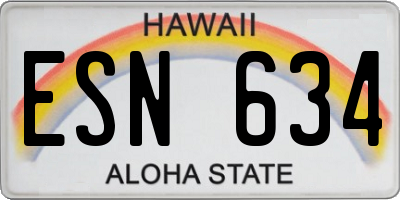 HI license plate ESN634