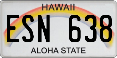 HI license plate ESN638