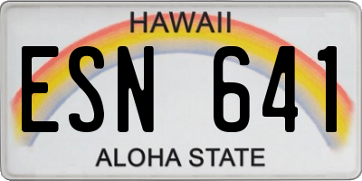 HI license plate ESN641