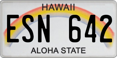 HI license plate ESN642