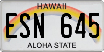 HI license plate ESN645