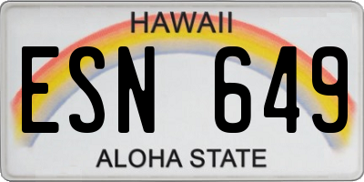 HI license plate ESN649