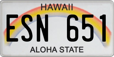 HI license plate ESN651