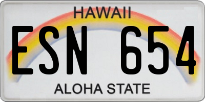 HI license plate ESN654