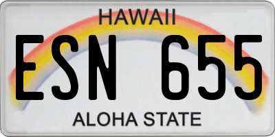 HI license plate ESN655