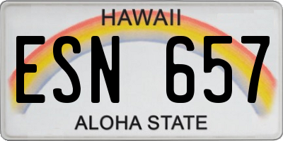 HI license plate ESN657