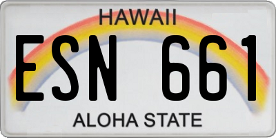 HI license plate ESN661